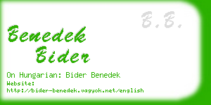 benedek bider business card